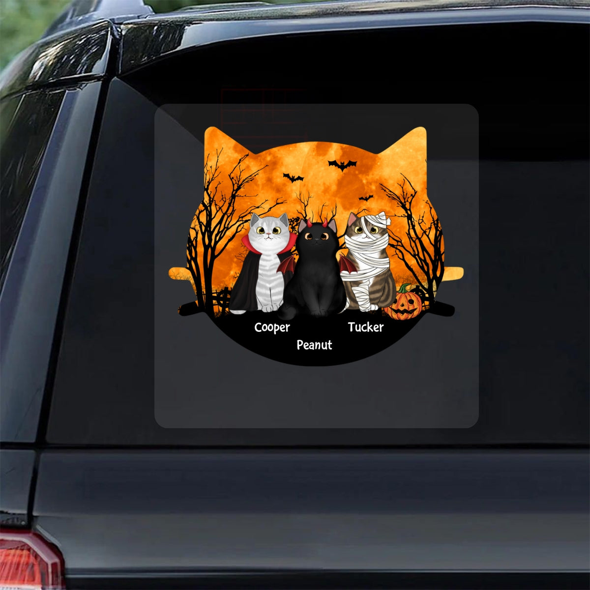 Halloween Cat Face Shaped Personalized Halloween Decal, Car Decal, Window Sticker, Halloween Decoration