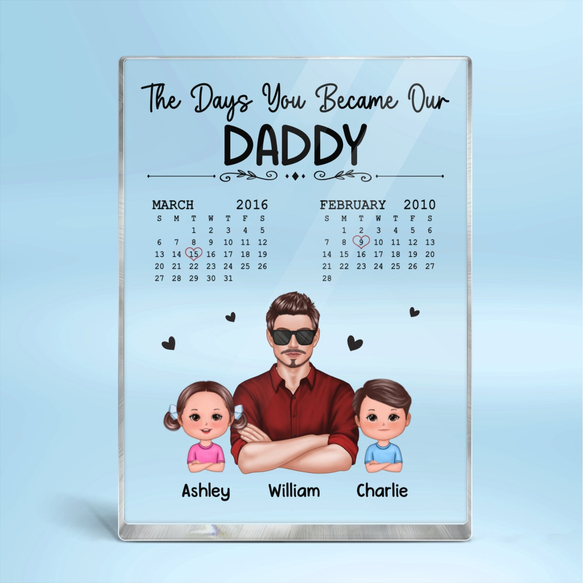 The Days You Became Our Dad Man & Doll Kids - Personalized Acrylic Block Plaque