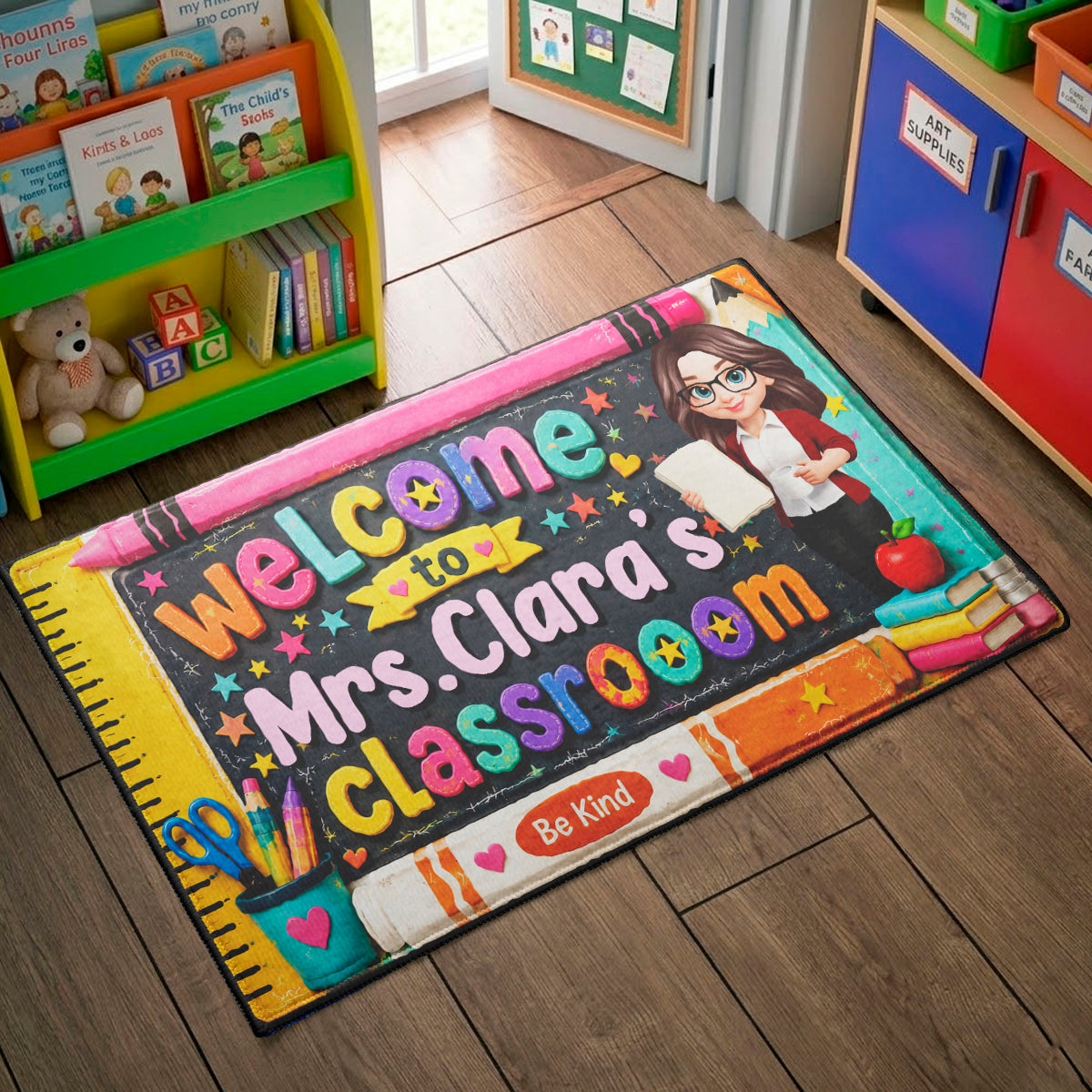 Be Kind Warm Welcome Teacher - Personalized Doormat - Back To School Gift For Teacher, Classroom Decor