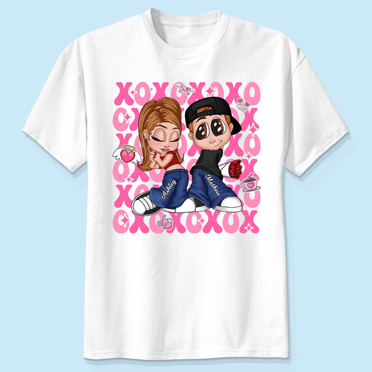 XOXO Y2K Couple  Personalized Shirt, Gift for Him for Her