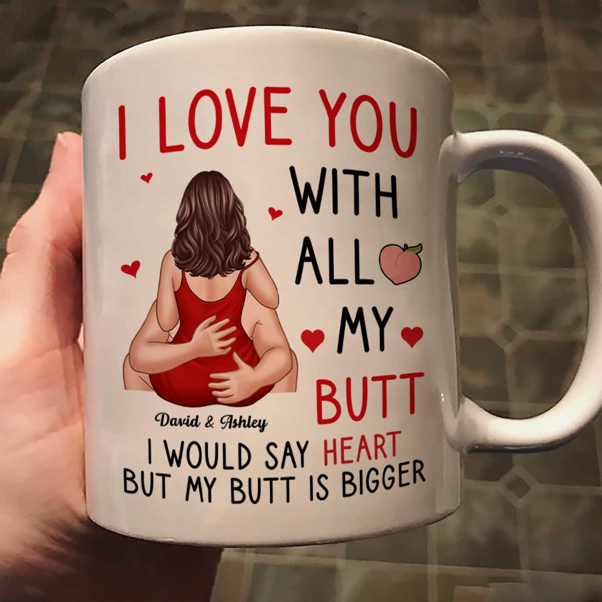 Couple Kiss Love You With All My Butt Funny Gift For Him For Her Personalized Mug