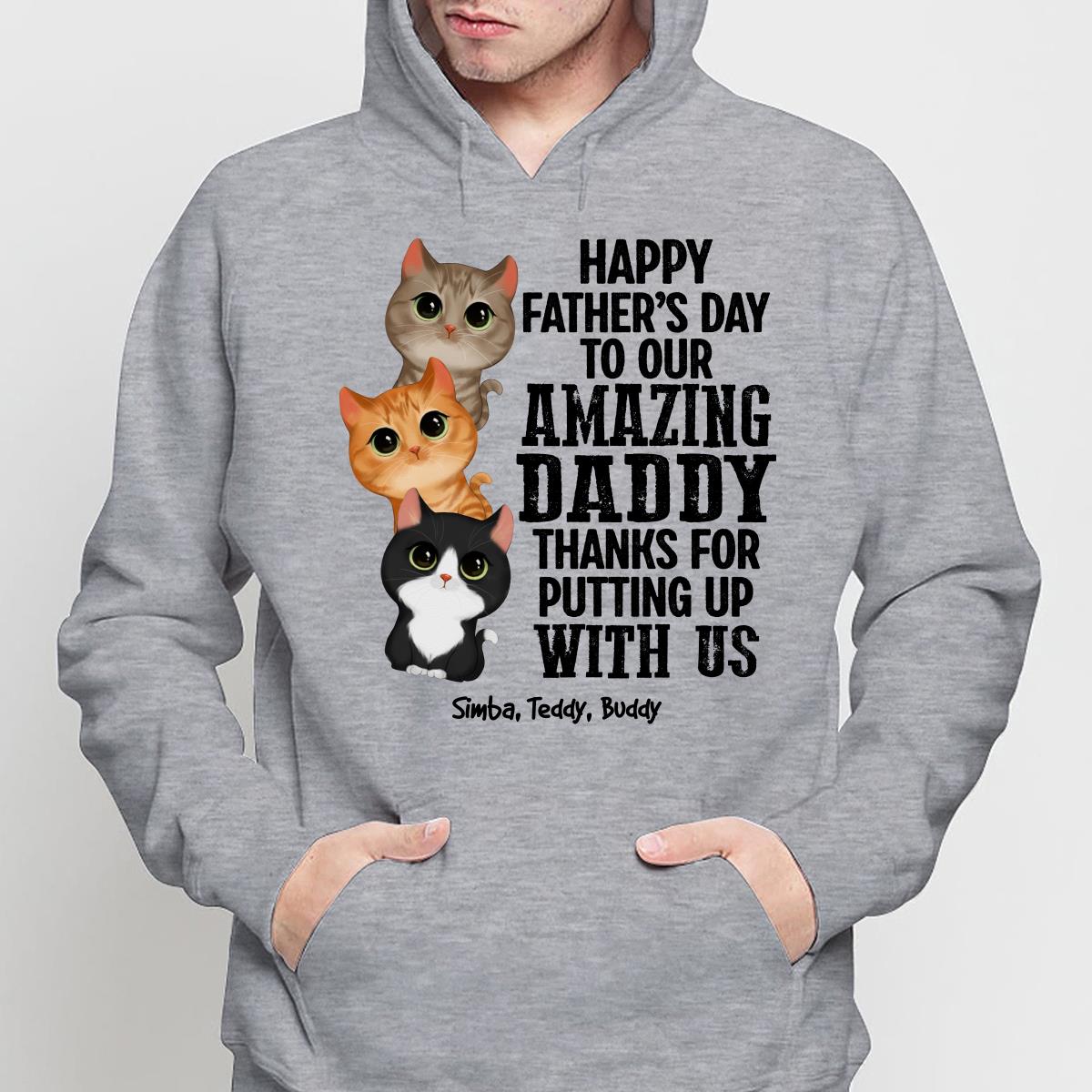 Watercolor Cute Cats Thanks For Putting Up With Us Cat Dad Personalized Shirt