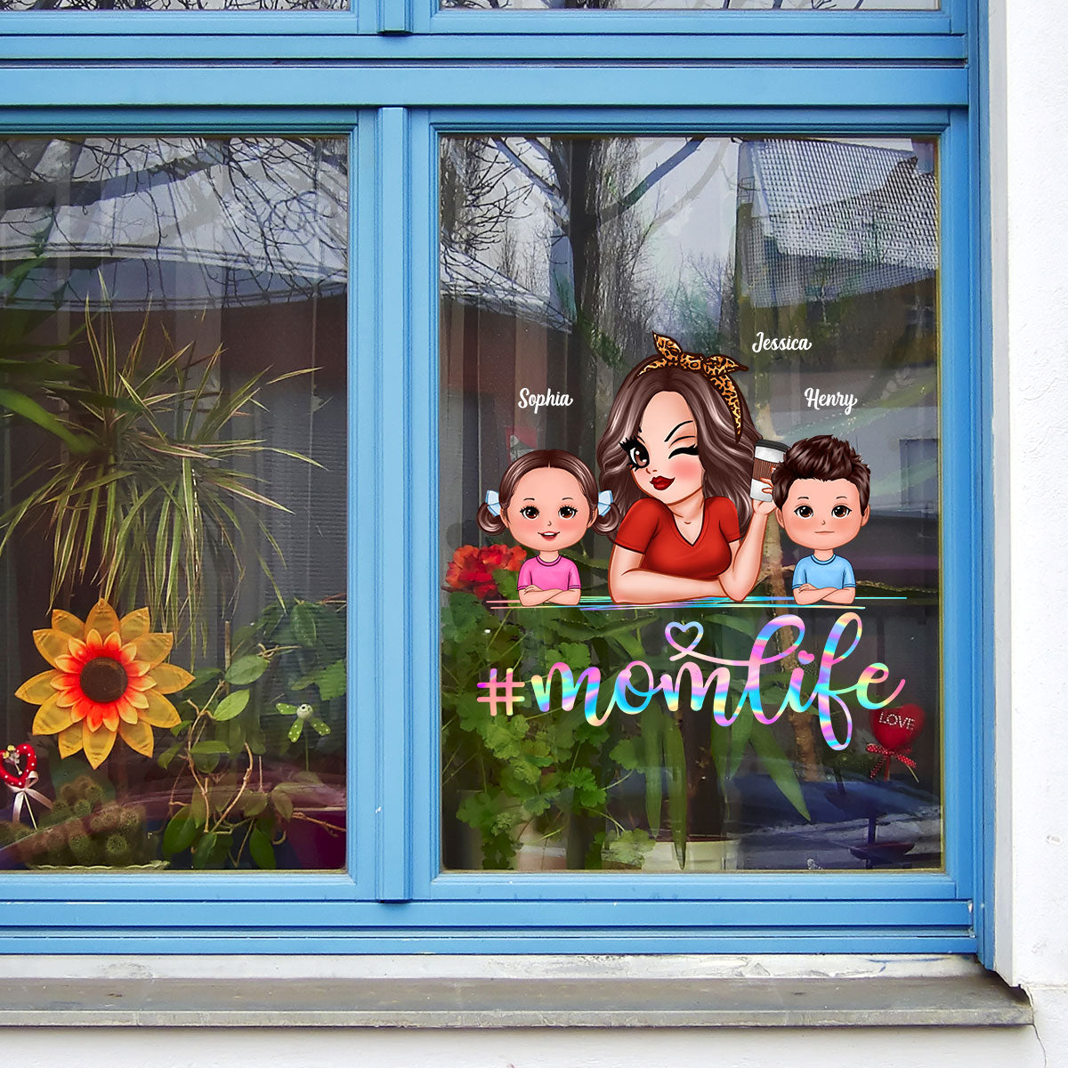 Mom Life Cute Kids Decor On Car Fridge Window Personalized Decal