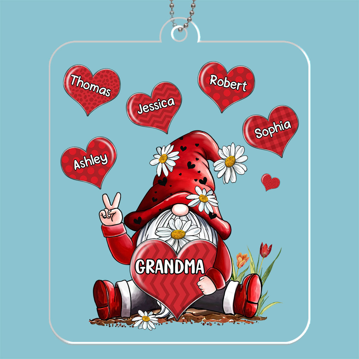 Gnome Grandma Grandkids Name Personalized Acrylic Ornament - Gift For Grandma