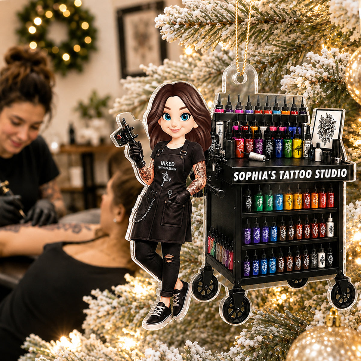 Tattoo Artist Ink Tattoo - Personalized Acrylic Ornament - Christmas Gift for Her
