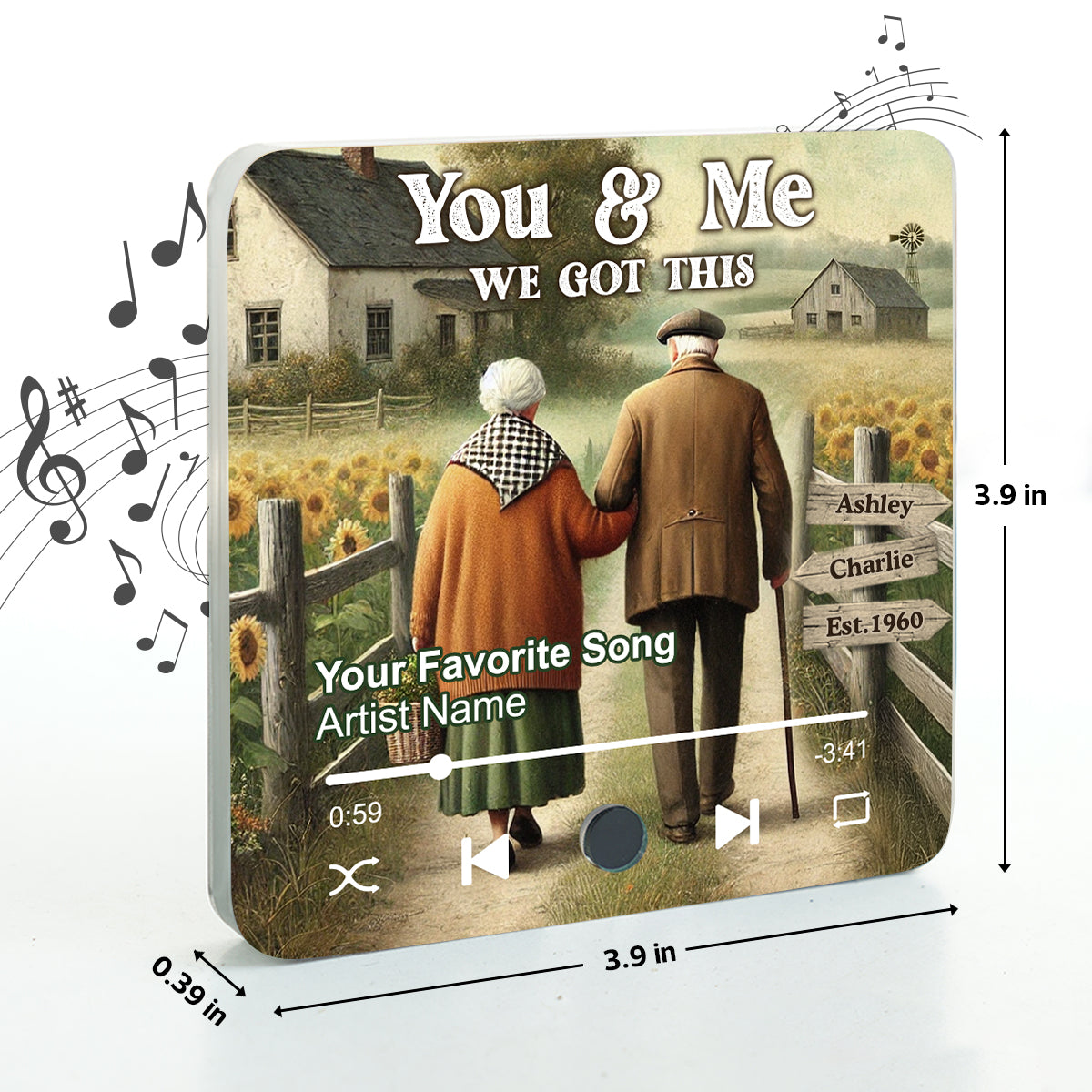 Eternal Love Couple Growing Old Together - Personalized Music Fridge Magnet - Heartfelt Gift For Couple, For Him, For Her, Husband, Wife