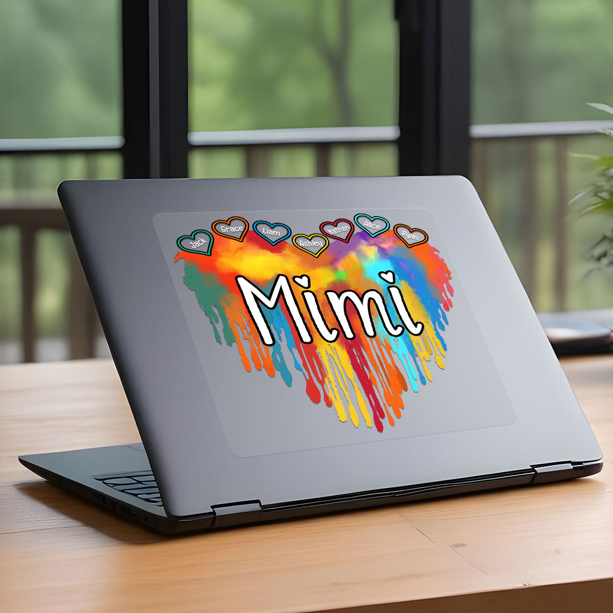 Grandma Melting Colorful Heart Personalized Decal