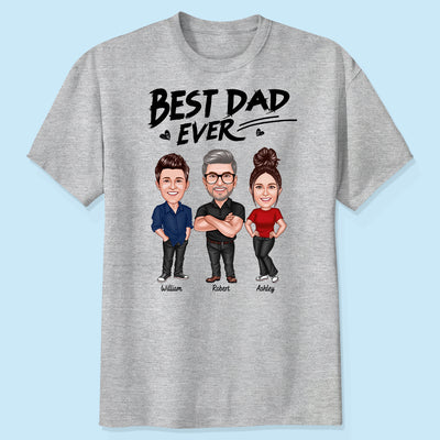 Best Dad Ever Caricature Man And Kids Personalized Shirt, Father's Day gift for Dad, for Grandpa, for Husband