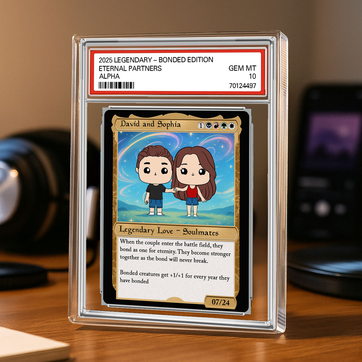 Couple Square Face Fantasy Trading Card Style Personalized Acrylic Block Plaque, Gift For Couple