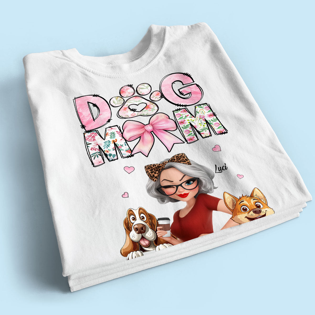 Dog Mom Cartoon Style Woman And Dogs Personalized Shirt, Gift for Dog Lovers