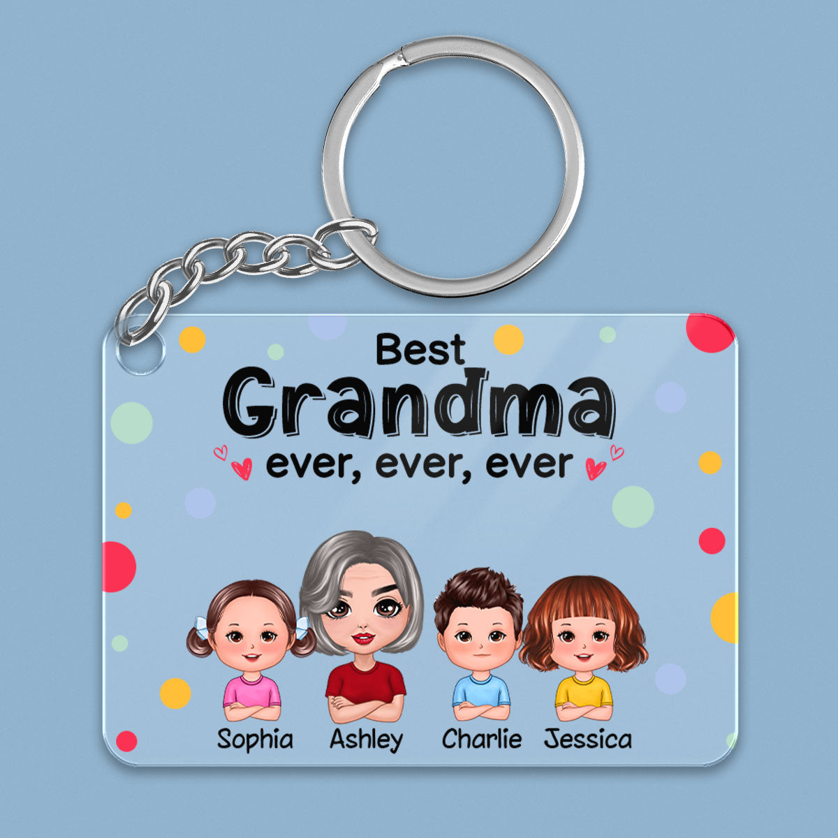 Best Grandma Mom Dad Grandpa Ever Doll Man Woman With Kids Personalized Acrylic Keychain