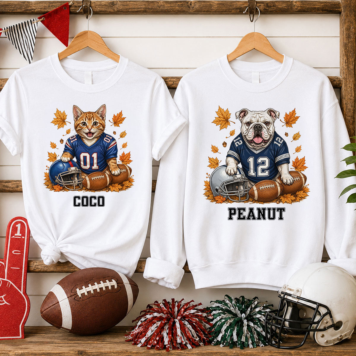 Trending Football Dog Cat Upload Photo - Personalized Shirt - Fall Season Gift For Man, Woman