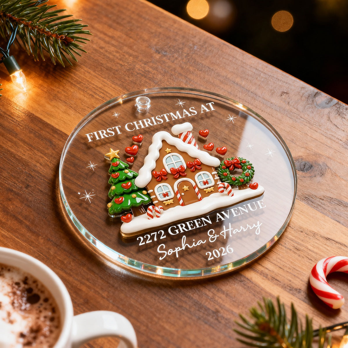 First Christmas New Home 3D Effect Gingerbread House - Personalized Acrylic Ornament