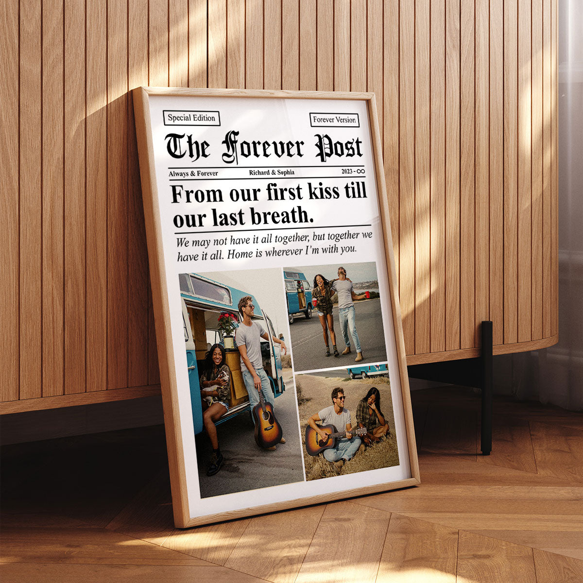 Couple Newspaper Anniversary Gift  Gift Photo Collage Personalized Poster