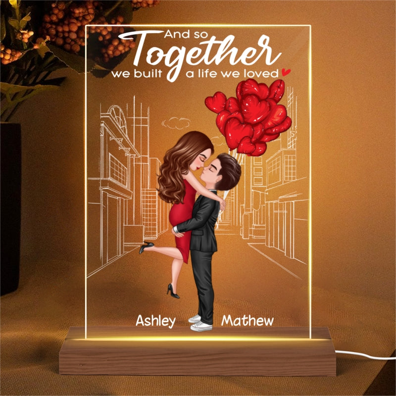 Street Outline Hugging Couple Personalized Acrylic LED Night Light LED Lamp