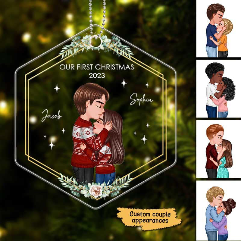 First Christmas Couple Newlywed Personalized Acrylic Ornament