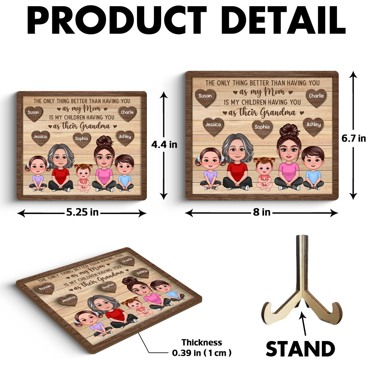 My Kids Have You As Their Grandma Personalized 2-layer Wooden Plaque