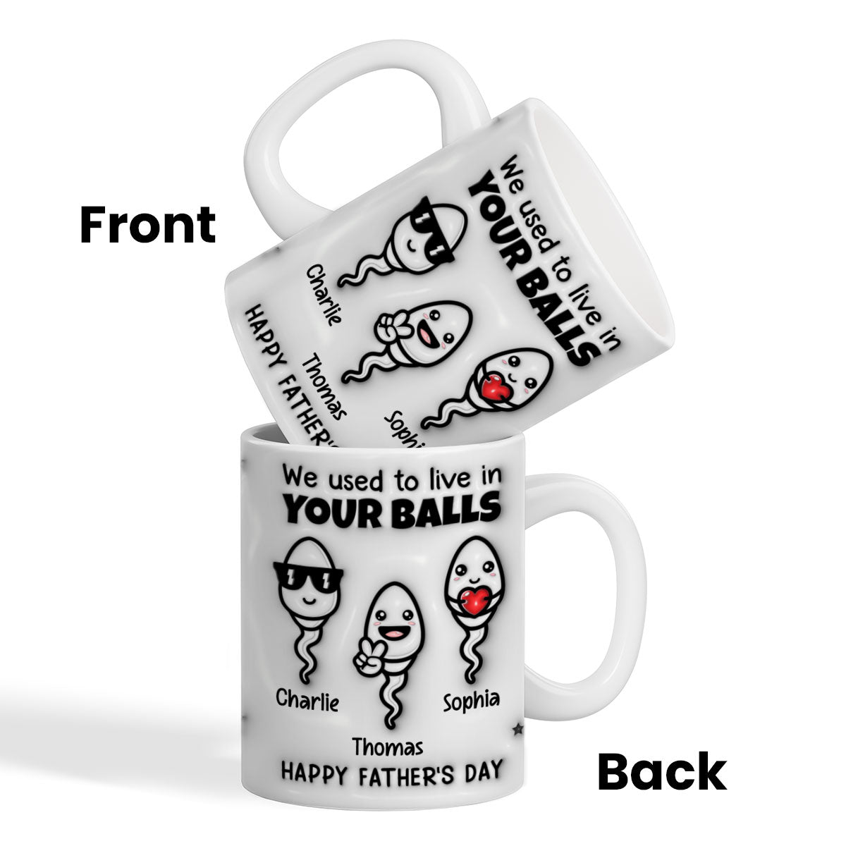 Used To Live In Your Balls Funny Father‘s Day Personalized 3D Inflated Mug