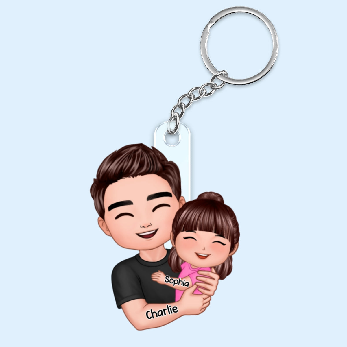 Dad Hugging Kid Personalized Acrylic Keychain
