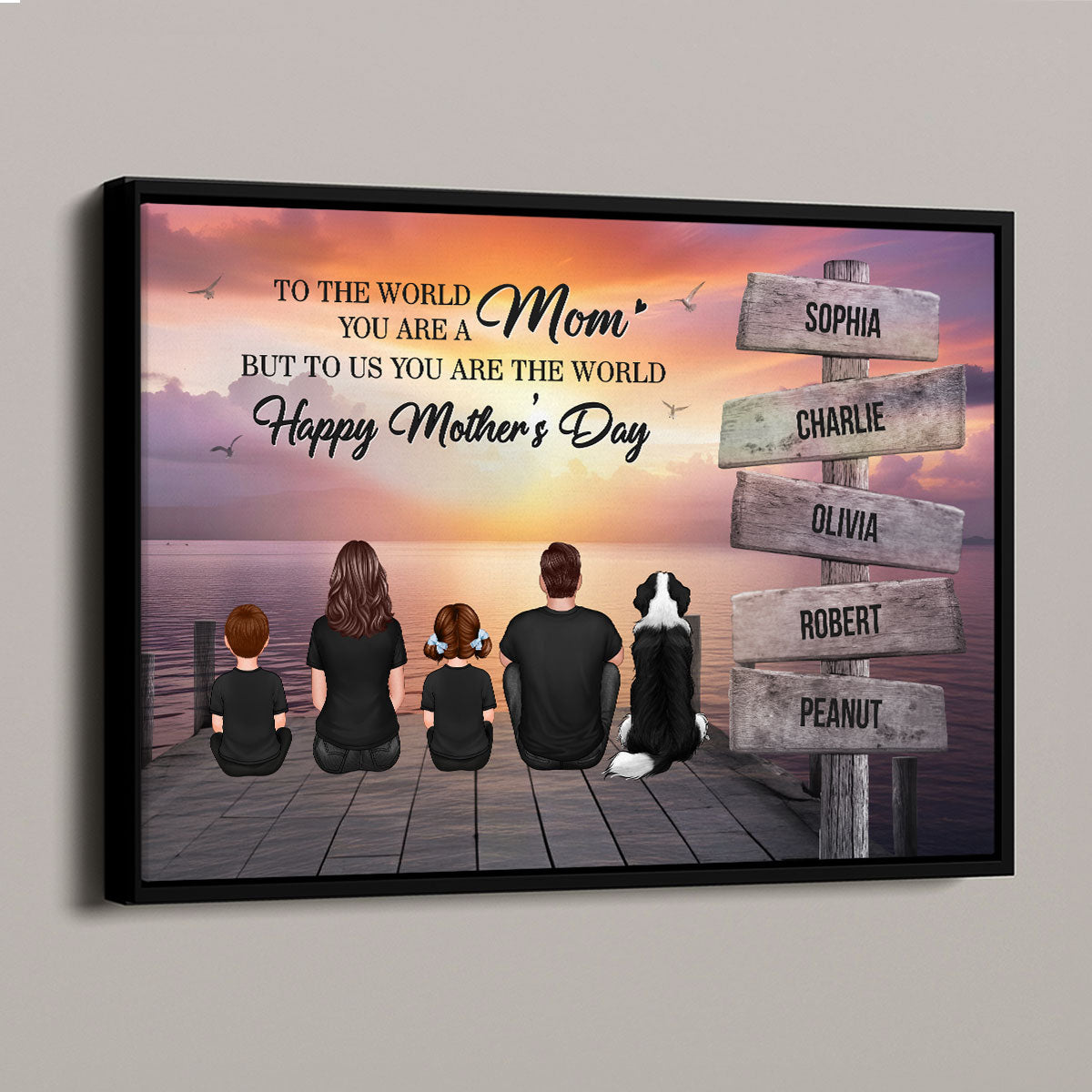 Mom To Us You Are The World Family Sign Posts Personalized Poster, Heartfelt 2025 Gift For Mom
