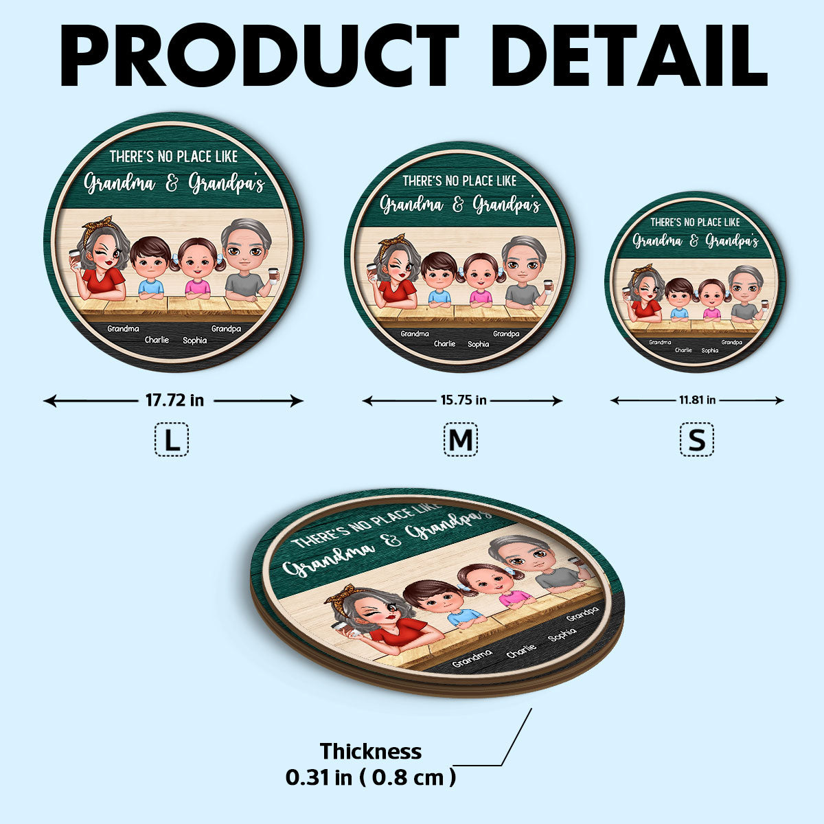 No Place Like Grandma Grandpa's House, Personalized 2 Layer Wooden Door Sign, Home Decor