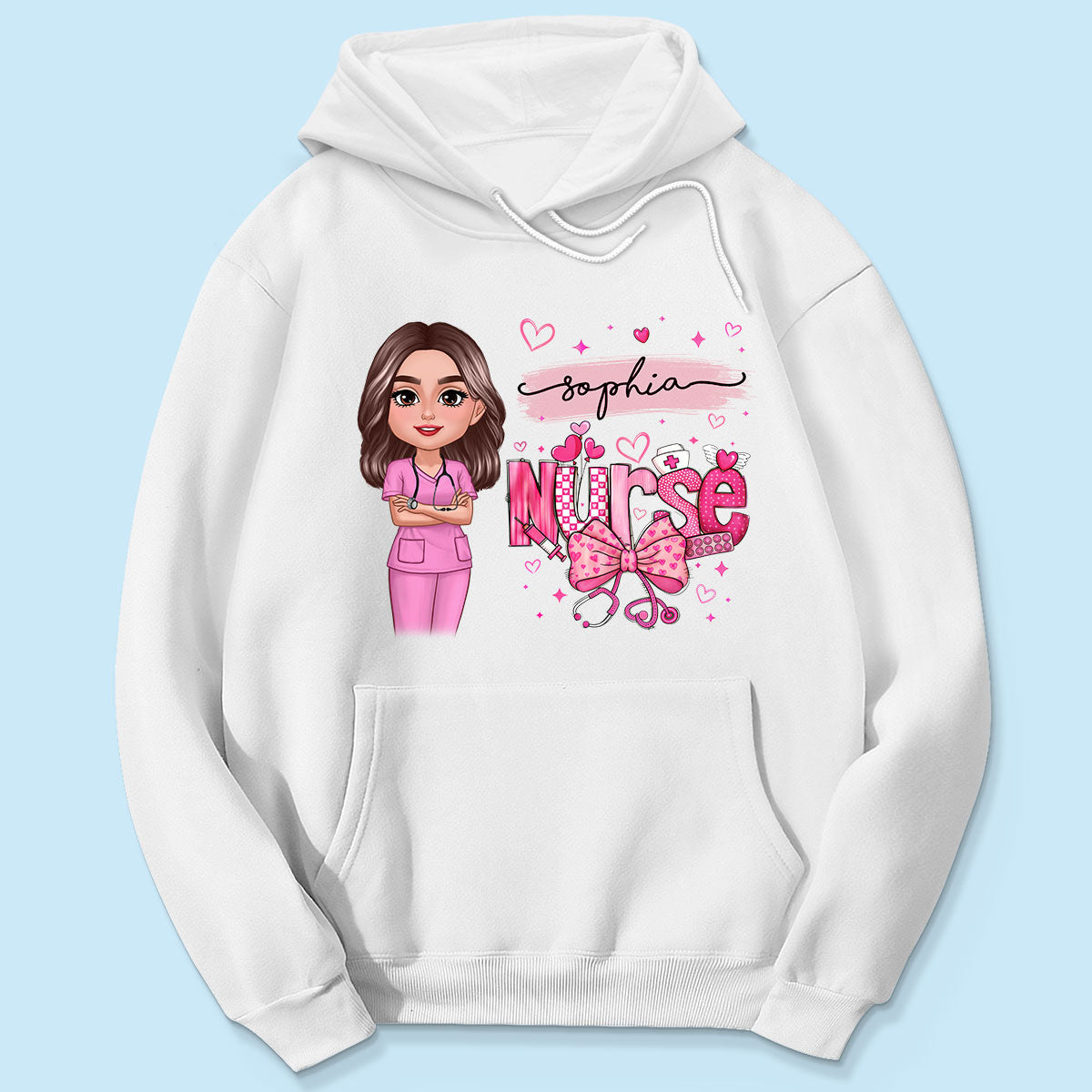 Nurse Pink Coquette Bow Personalized Shirt, Birthday  Gift For Nurse Wife Girlfriend Bestie