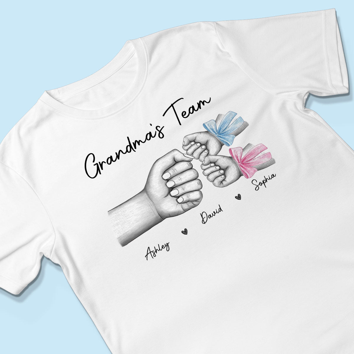 Grandma Mom‘s Team Fist Bump With Bows Personalized Shirt