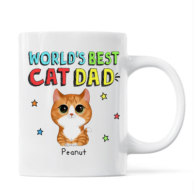 Colorful Watercolor Cute Cats World‘s Best Cat Dad Personalized Mug