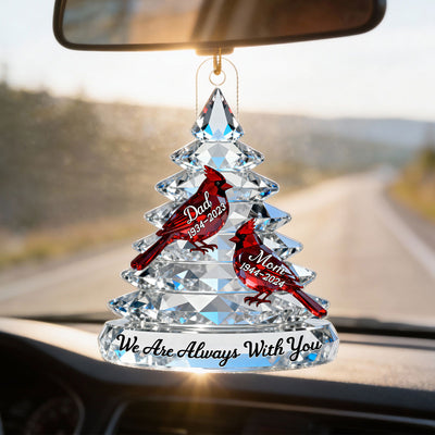 3D Effect Memorial Tree Cardinals - Personalized Acrylic Car Hanger - Remembrance Gift, Sympathy Gift For Whole Family, Extended Family
