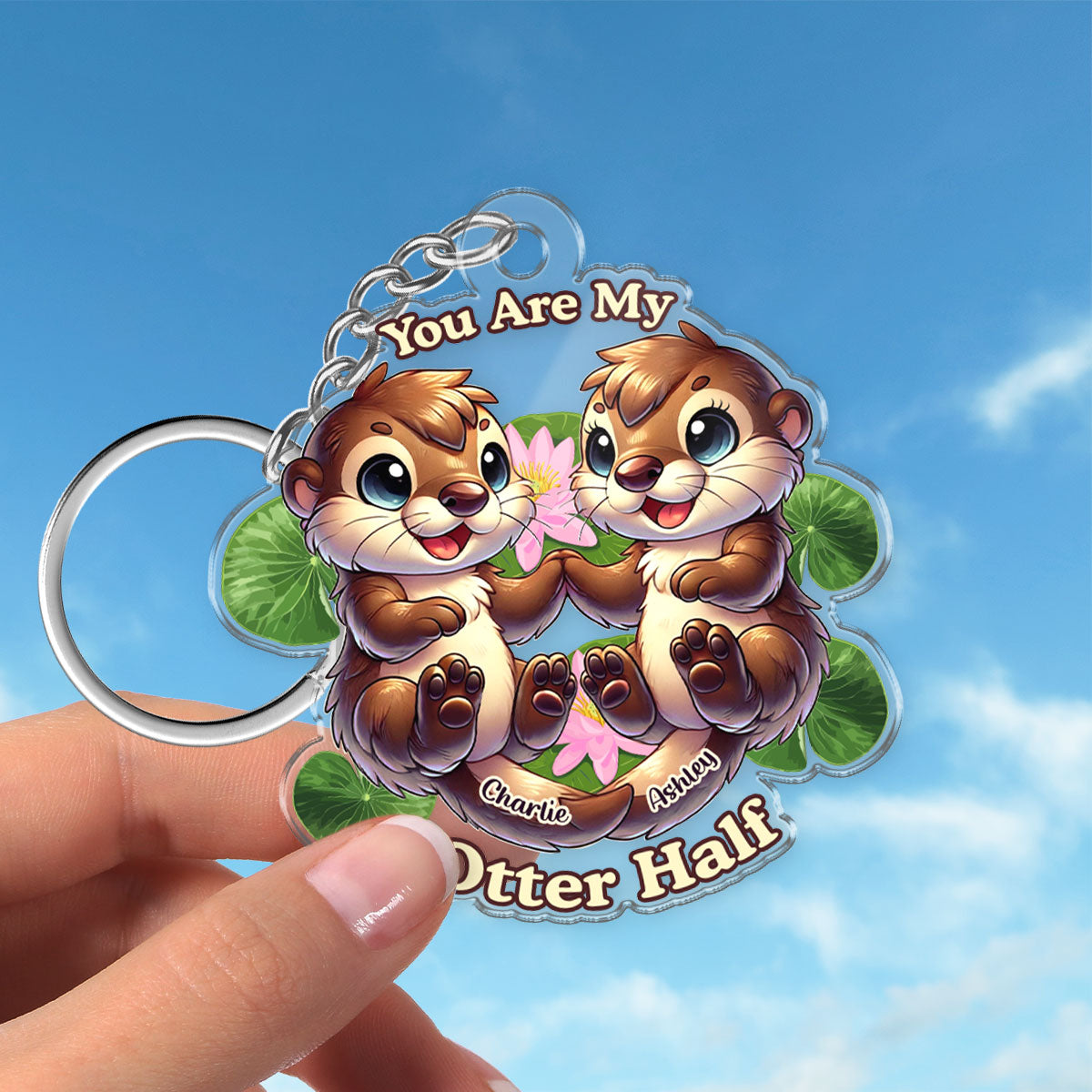 Cute Otter Couple Personalized Keychain, You Are My Otter Half Adorable Gift For Couples, For Her, For Him