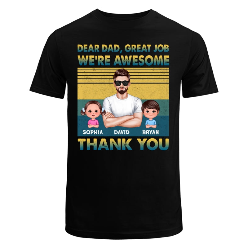 Dear Dad Great Job Green Yellow Retro Personalized Shirt