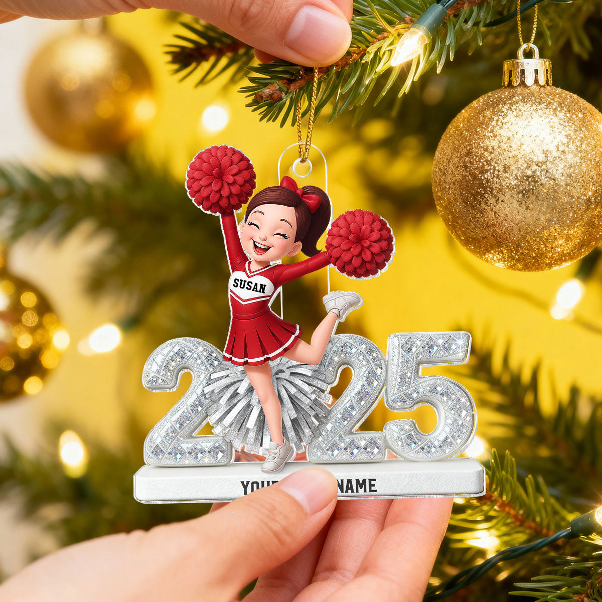 3D Shining Effect Cheerleader - Personalized Acrylic Car Hanger - Gift For Cheerleaders