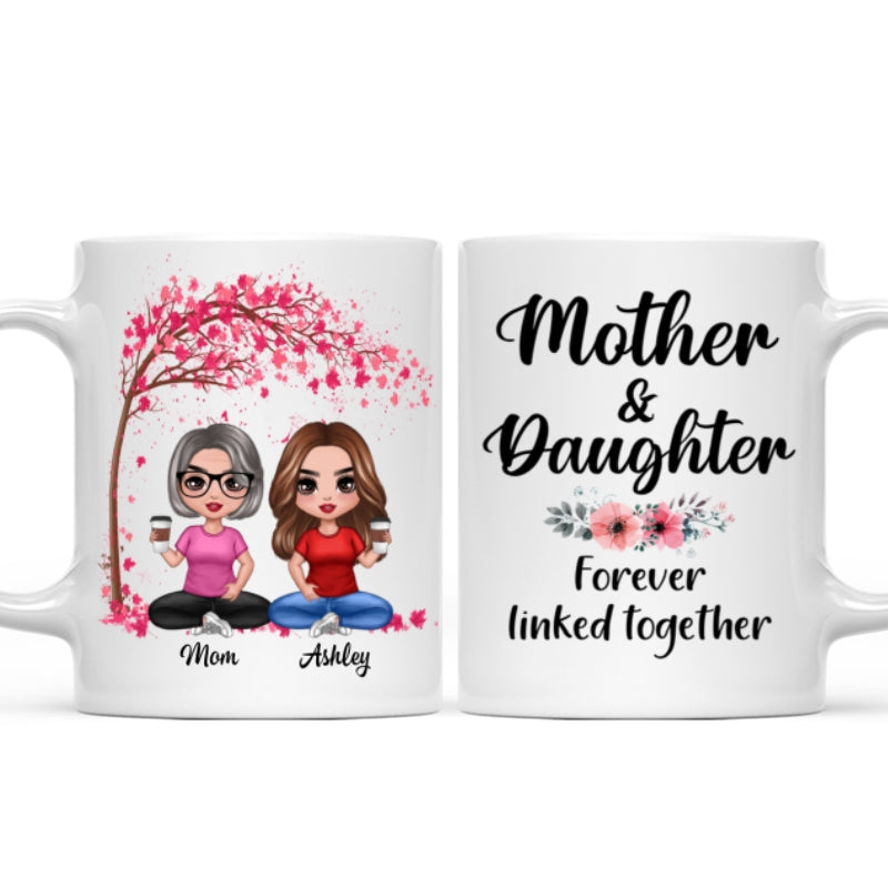 Doll Mom And Daughters Sitting Under Tree Personalized Mug