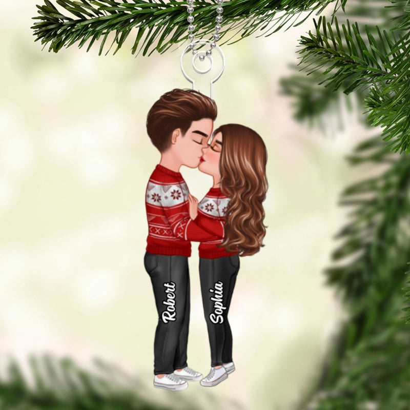 Doll Couple Kissing Christmas Gift For Him For Her Personalized Acrylic Ornament