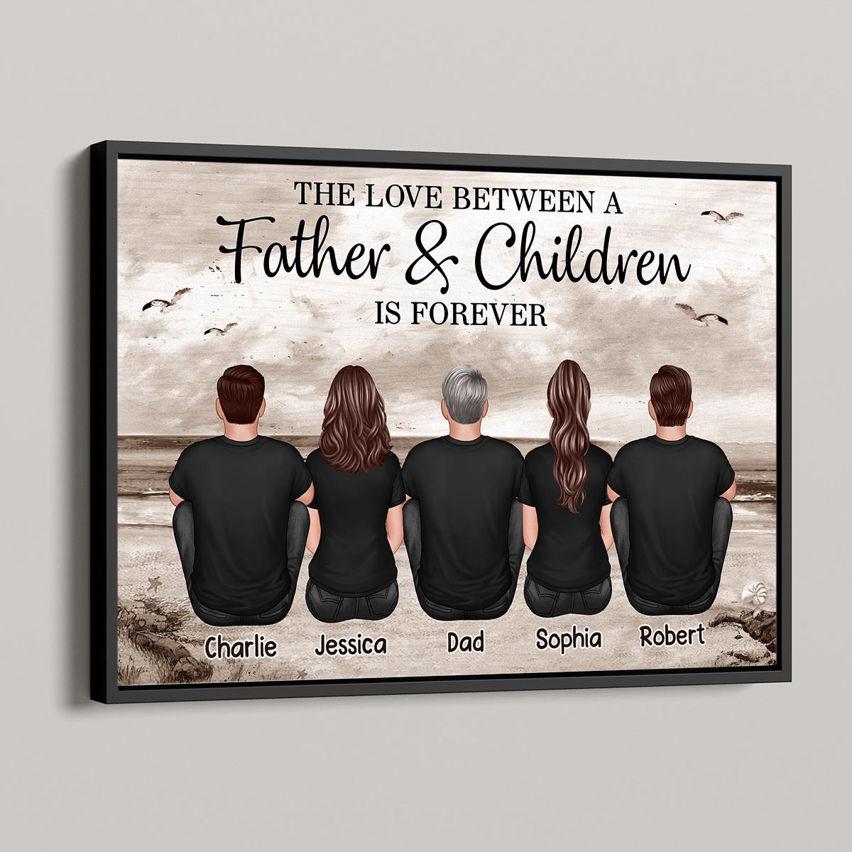 Dad No Matter How Big We Get Retro Vintage Beach Personalized Poster, Gift For Dad, For Husband