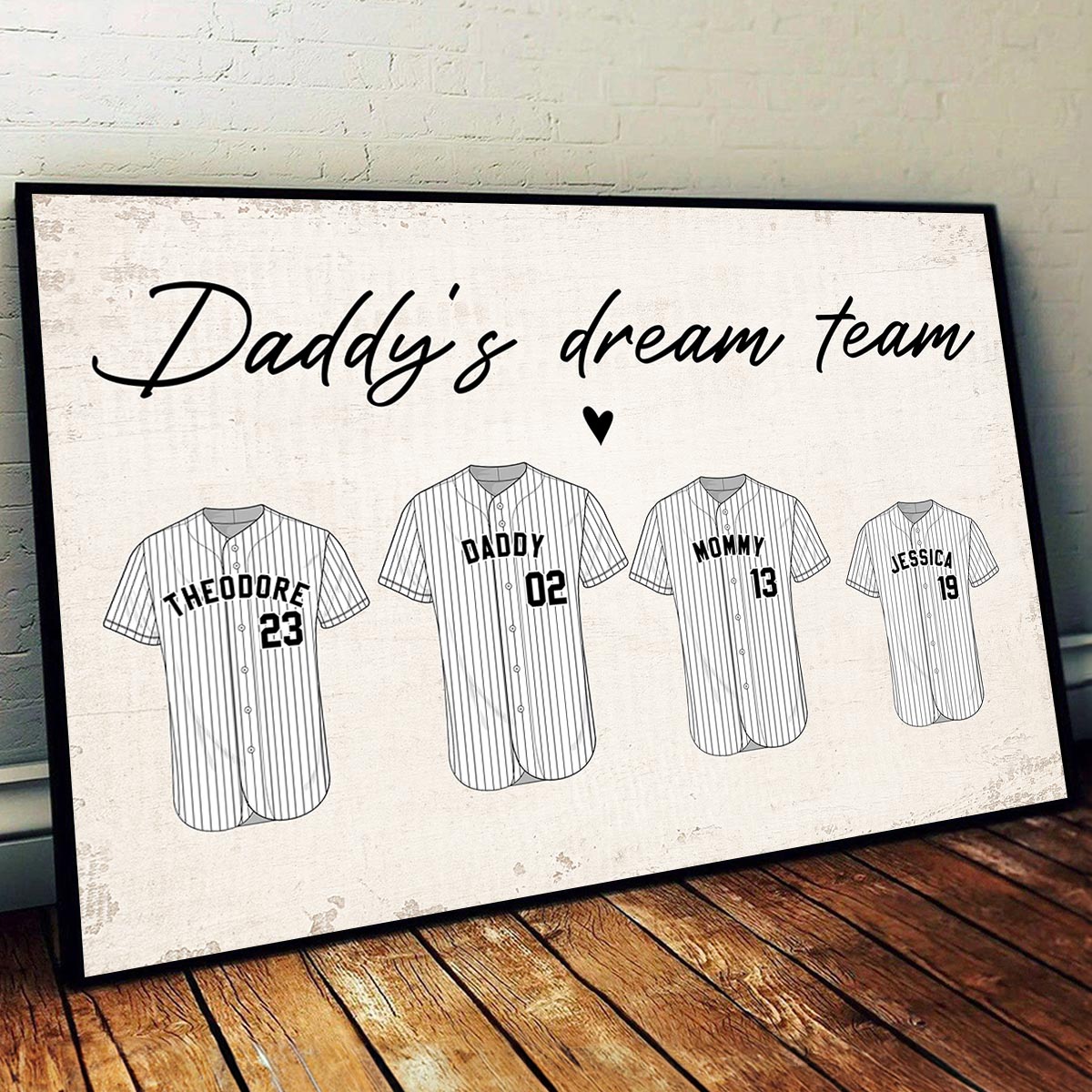 Baseball Daddy‘s Dream Team Personalized Poster, Gift For Dad, Grandpa