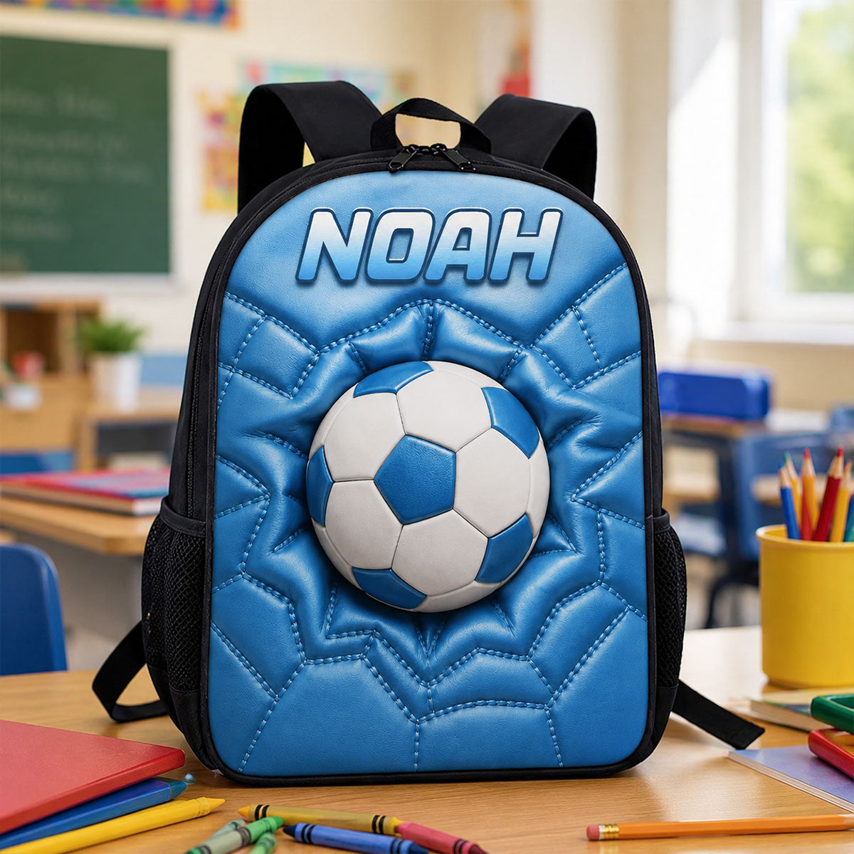 Soccer Ball Custom Name - Personalized Backpack - Back to School Trendy Design for Boys, Girls