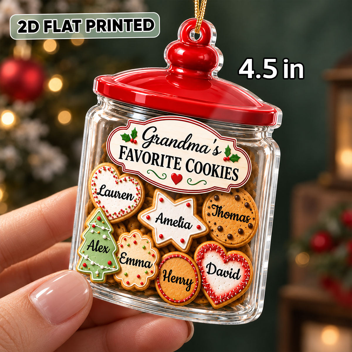 Grandma's Favorite Cookies - Personalized Acrylic Ornament - Christmas Gift Keepsake for Grandma