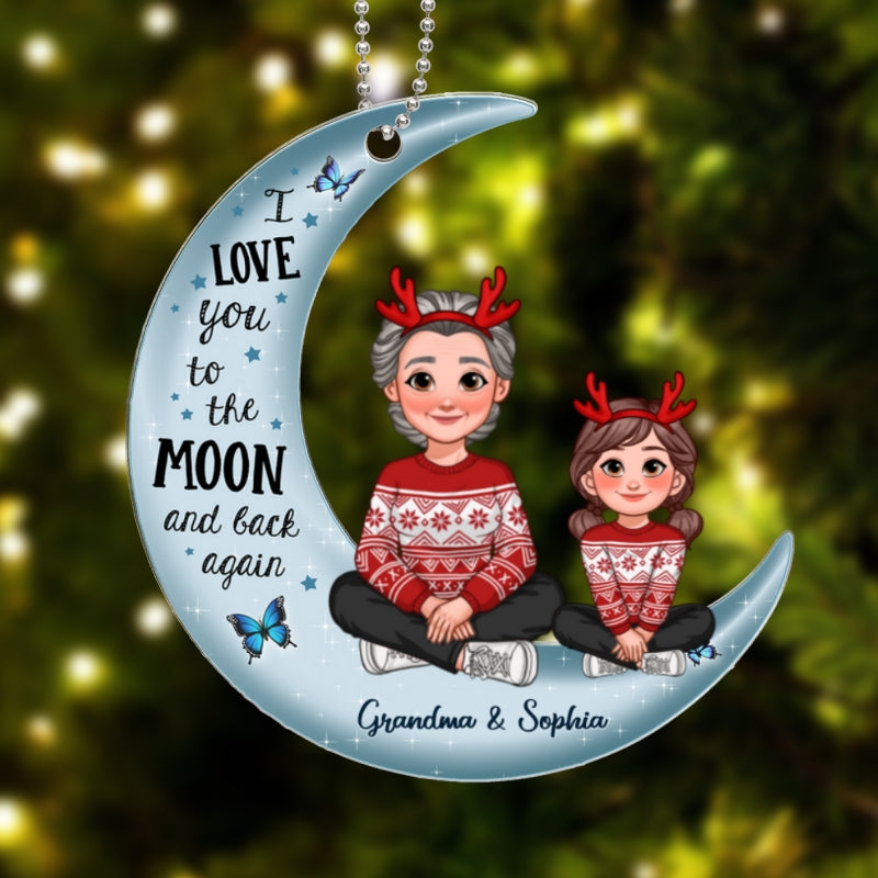 Love To The Moon And Back Christmas Gift For Grandchildren Personalized Acrylic Ornament