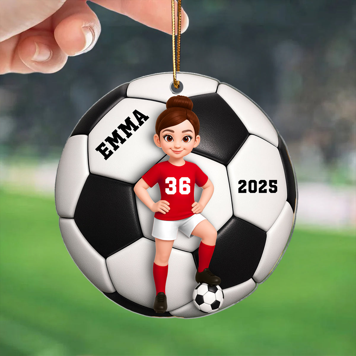 Soccer Girl Boy 3D Effect - Personalized Acrylic Ornament