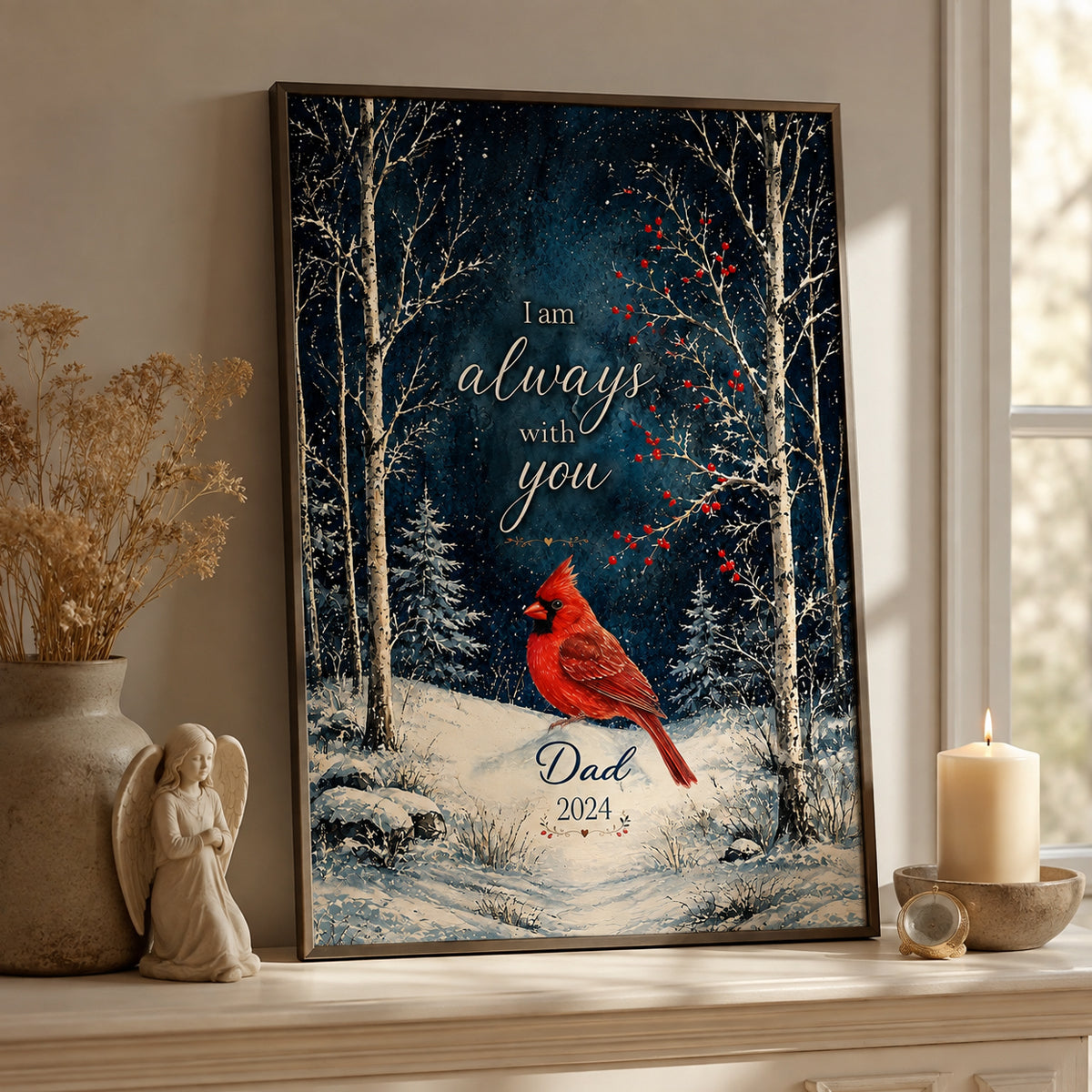 Winter Forest We Are Always With You Cardinals - Personalized Poster - Heartfelt Memorial Keepsake