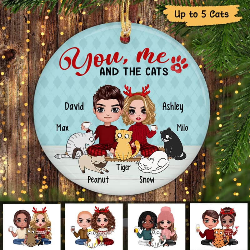 Doll Couple And Cats Personalized Circle Ornament