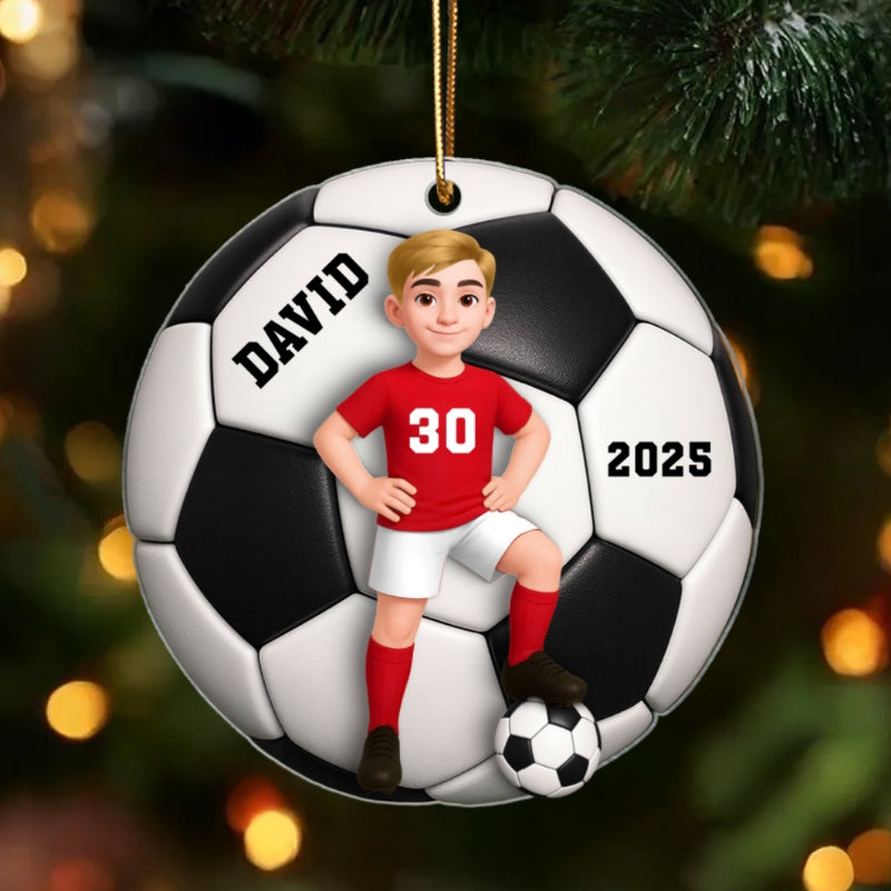 Soccer Girl Boy 3D Effect - Personalized Acrylic Ornament