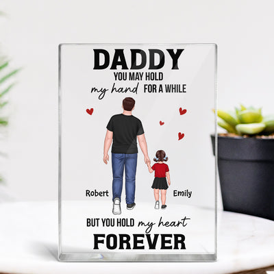 You May Hold My Hand For A While Back View Dad And Sons Daughters Walking Personalized Vertical Rectangle Acrylic Block
