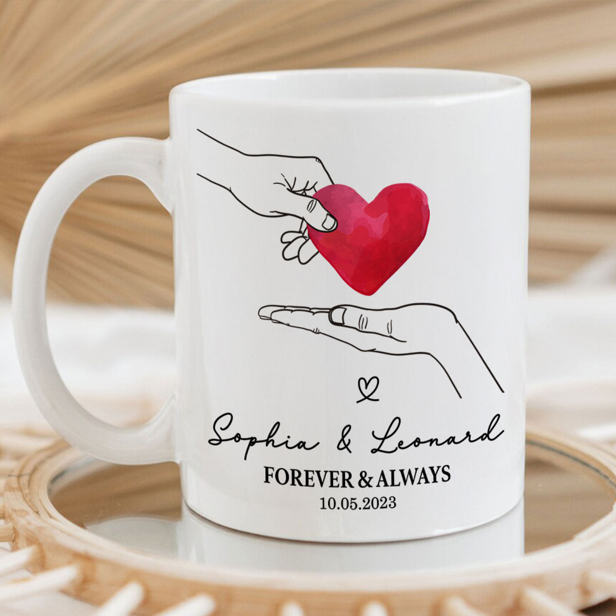 Give You My Heart Couple Hands Personalized Mug,  gift, Anniversary gift for Couples