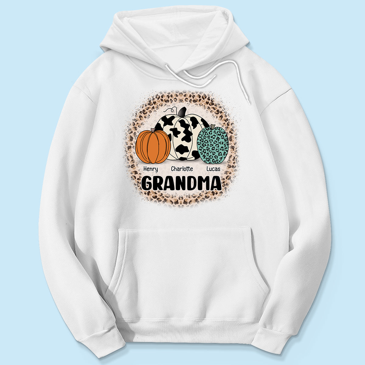 Grandma Mom Pumpkins Leopard Pattern Personalized Shirt