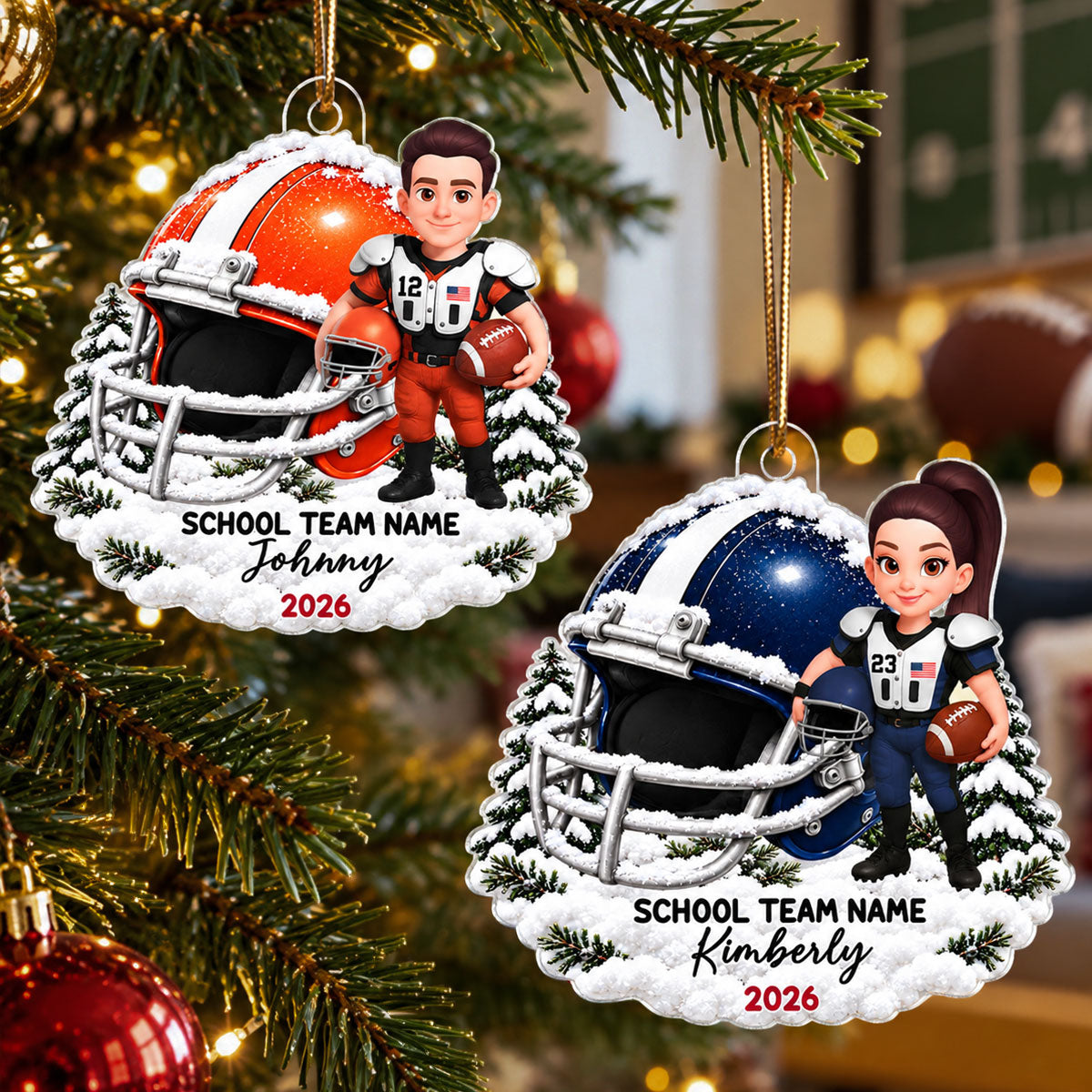 Football Design For Boy Girl - Personalized Acrylic Ornament - Gift For Granddaughter, Grandson