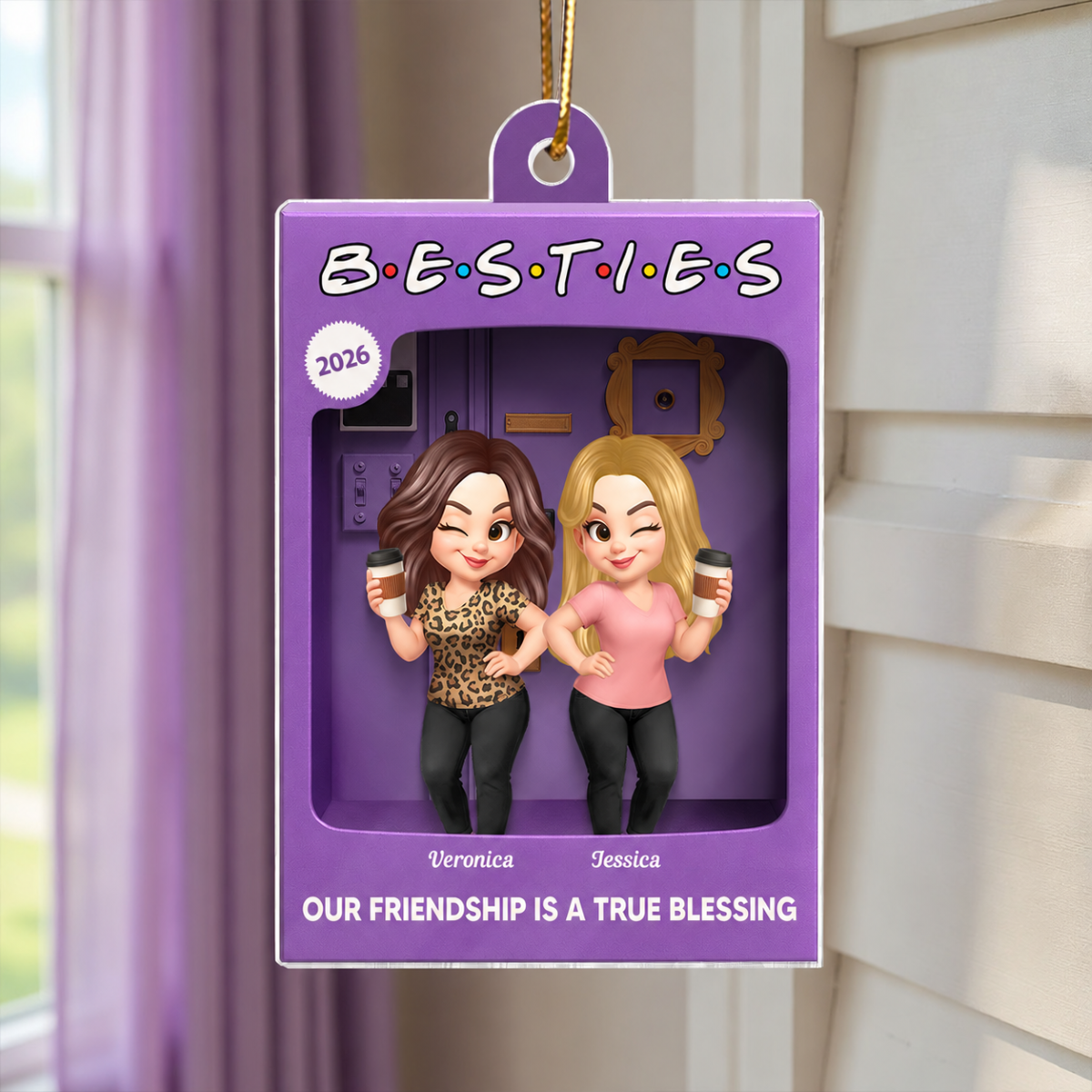 [BUY 1 GET 1 FREE] Besties Personalized Acrylic Ornament - Purple Toy Box Style Christmas Gift