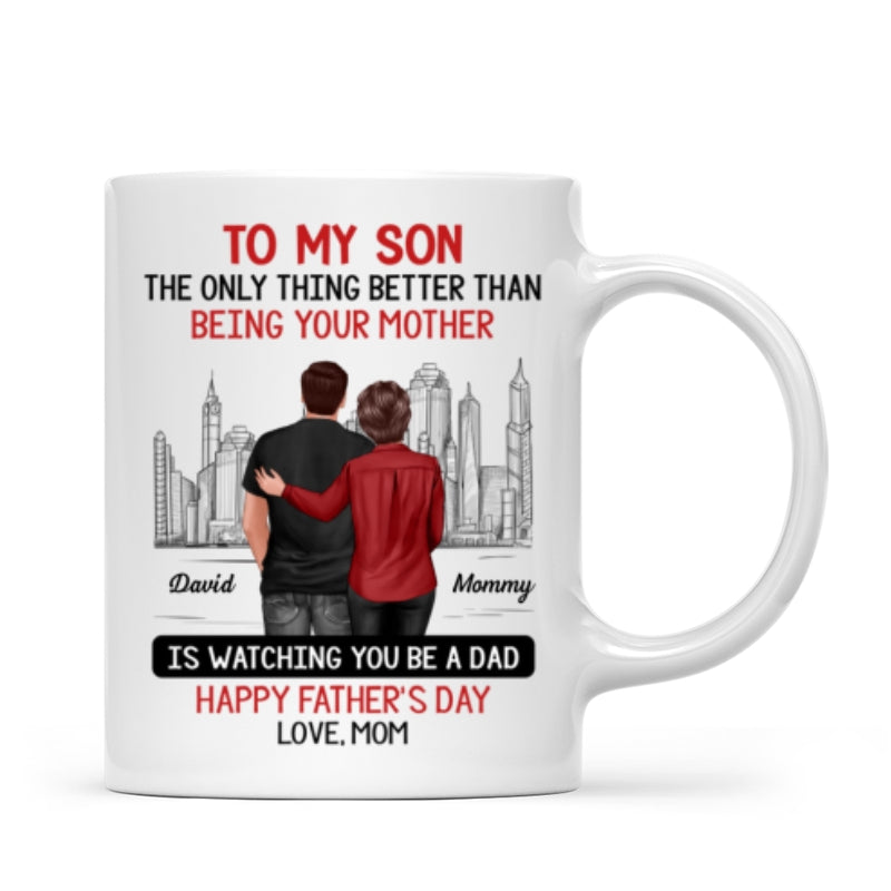 Skyline To My Son From Mom Happy Father‘s Day Personalized Mug