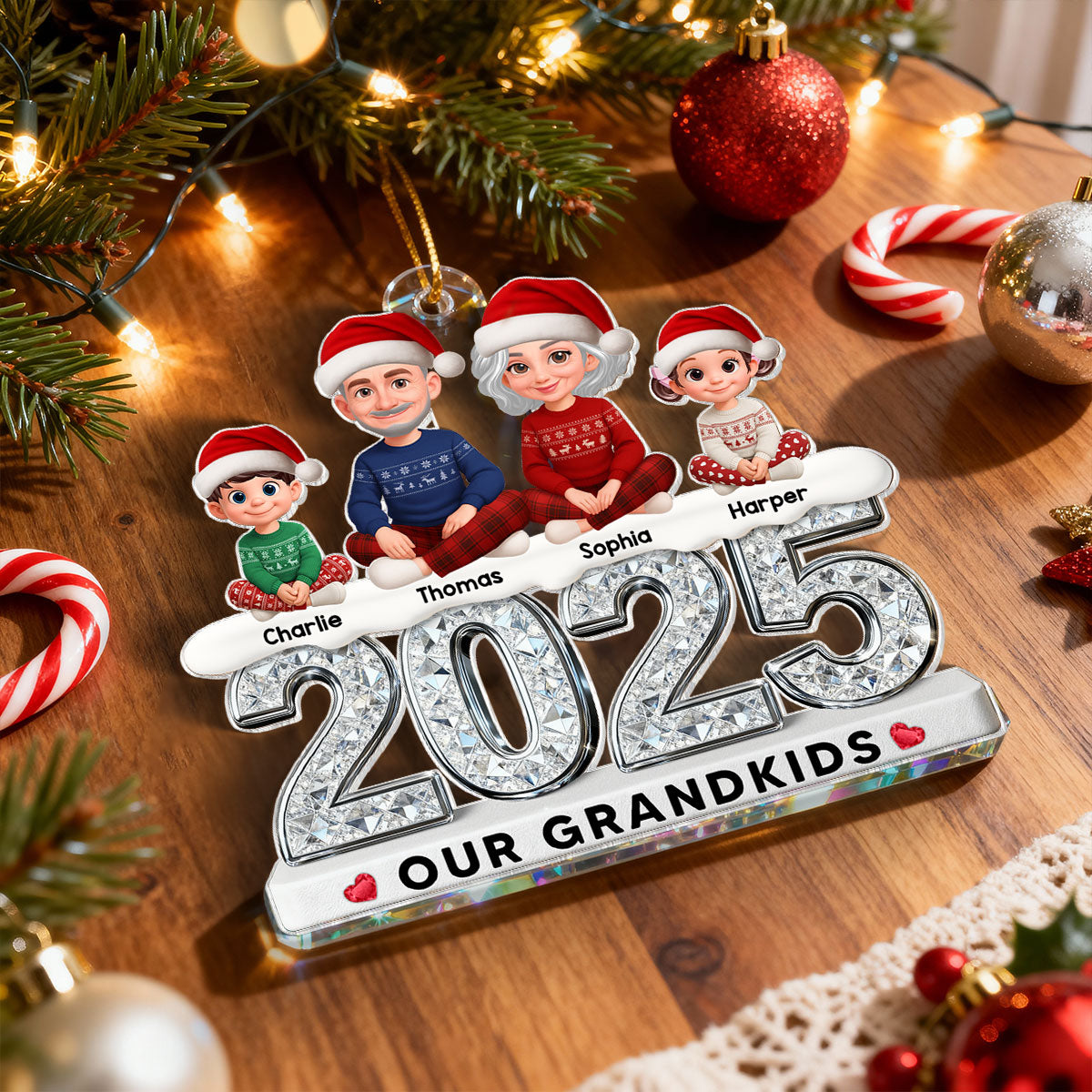 3D Shinning Effect Our Grandkids Christmas - Personalized Acrylic Ornament - Gift For Grandparents